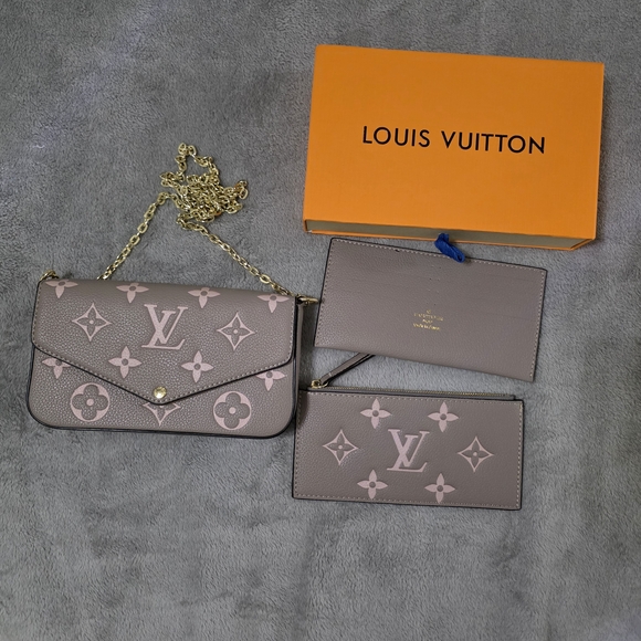 Louis Vuitton Handbags - Louis Vuitton Taupe & Pink Monogram Chain Wallet Set